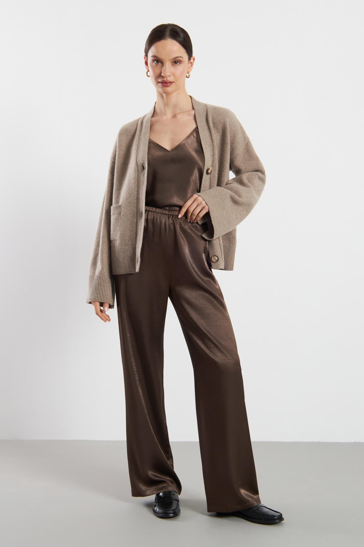 Ames Satin Pants - Espresso